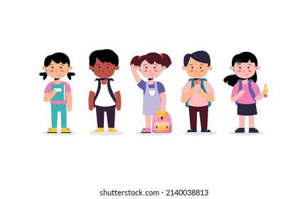 Set of Children Character Vector Illustration