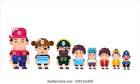 Set of Children Chibi Character Inspiration Illustrations