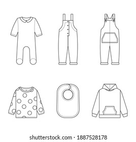 Set of Children clothes Icons - Editable stroke