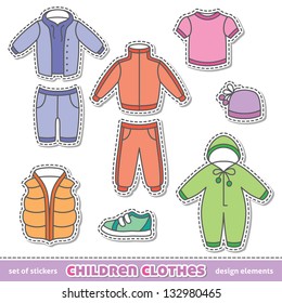 set of children clothes, vector design elements