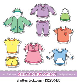 set of children clothes, vector design elements
