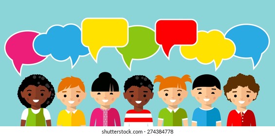 Set of children with colorful dialog speech bubbles
Vector illustration of thinking concept
