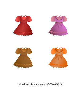 Set of children dresses. Vector