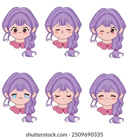 set of children emotion illustration