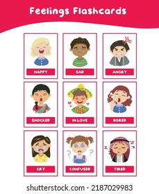 Set Children Expressing Feelings Adjective Words Stock Vector (royalty 