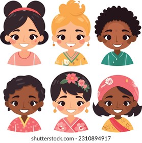 a set of children face in diversity