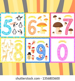 Set children Flashcard number tracing learning to count and to write. learning the numbers 0-10