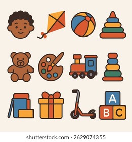 set of children icon colorful flat 