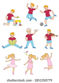 Set children play and do creativity. isolated on white background stock illustration. vector