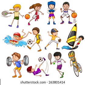 Set Children Playing Different Kinds Sports Stock Vector (Royalty Free ...