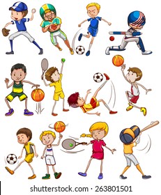 Set Children Playing Different Kinds Sports Stock Vector (Royalty Free ...