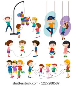Set of children playing illustration