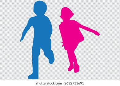set of children playing silhouette, kids silhouette vector illustration EPS 10