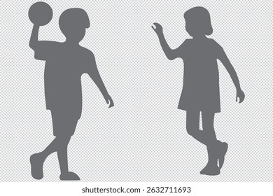 set of children playing silhouette, kids silhouette vector illustration EPS 10