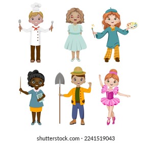 Set children of the profession. Isolate on a white background. Vector illustration.