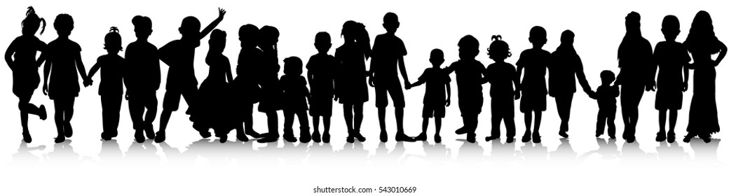 set of children silhouettes