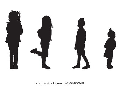 set of children silhouettes, baby silhouette,  girl . Growing Up Girl Silhouette Moments  .  eps 10 