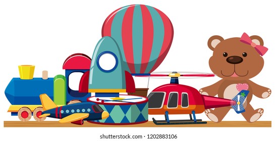 Set of children toys illustration