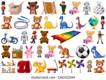 Set of children toys illustration