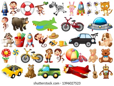 Set of children toys illustration