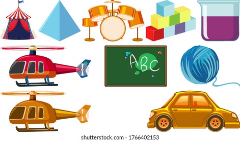 Set of children toys illustration