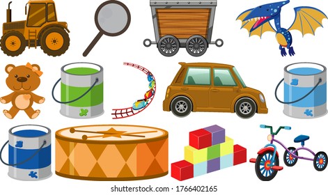 Set of children toys illustration