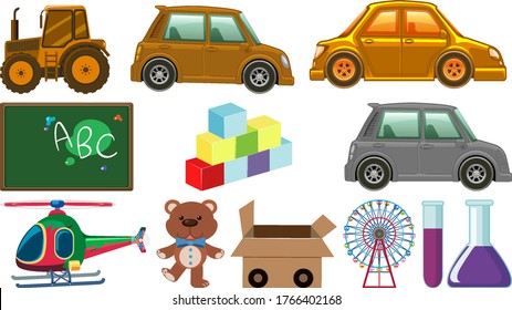 Set of children toys illustration