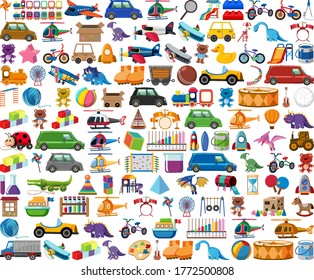 Set of children toys illustration