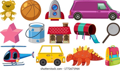 Set of children toys illustration