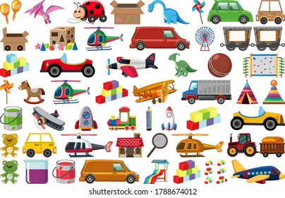 Set of children toys illustration
