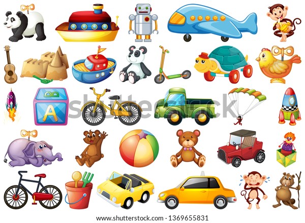 Set Children Toys Illustration Stock Vector Royalty Free 1369655831