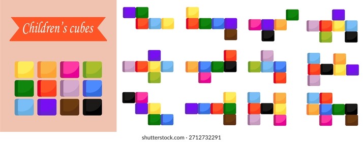 Un conjunto de bloques para niños, varios patrones de bloques para jugar. Un juego educativo para niños. construcción con bloques basados en patrones