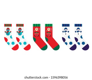 Set of children's Christmas and New Year socks. Vector illustration.