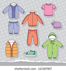 set of children's clothes, vector design elements