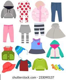 set of children's clothes, vector design elements