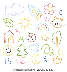 Juego de garabatos para niños. Colección de garabatos para niños