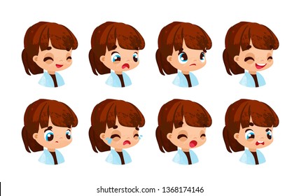 Set Childrens Emotions Facial Expression Cartoon Stock Vector (Royalty ...