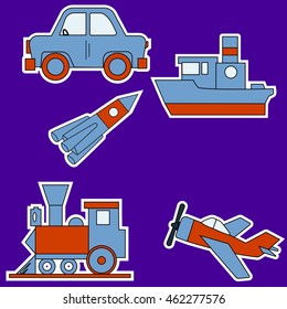set of children's icons of different transport. EPS8