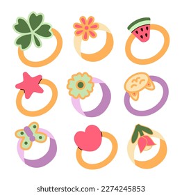 Set of children's jewelry. Rings for girls.