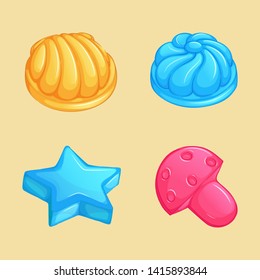 A set of children's molds for sand. Multi-colored bright summer children's toys for the beach. Vector cartoon objects.