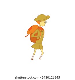 set of children's scout day poses cartoon