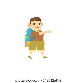set of children's scout day poses cartoon