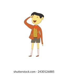 set of children's scout day poses cartoon