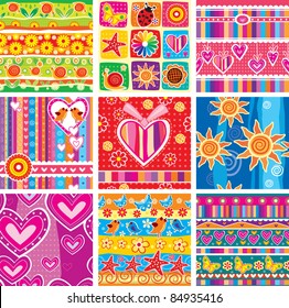 Set of childrens seamless pattern