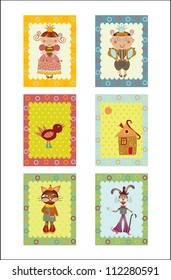 set of children's stickers,cards