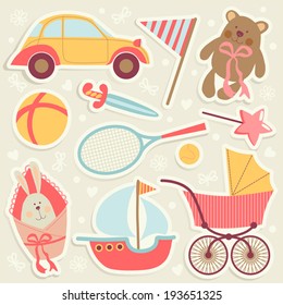 Set with children's toys.