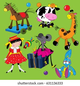 A set of children's toys.