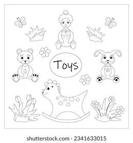 A set of children's toys, coloring.