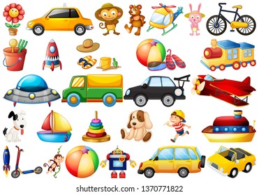 Set of childrens toys illustration