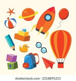 Set of children's toys illustration 